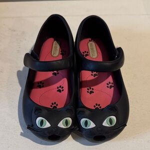 Mini Melissa Black Cat Slippers for Kids